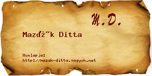 Mazák Ditta névjegykártya
